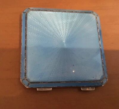 £99.99 • Buy Sterling Silver And Blue Guilloche Enamel Compact Hallmarked Birmingham