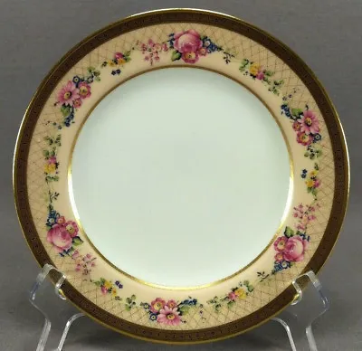 Ahrenfeldt Limoges Pink Rose Floral Peach & Gold 7 5/8 Inch Plate C. 1894-1930 • $30