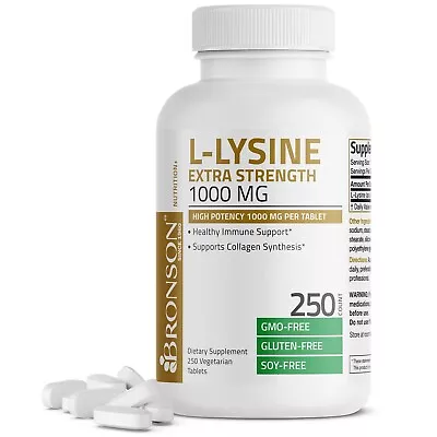 Bronson L-Lysine Extra Strength 1000 MG 250 Vegetarian Tablets • $22.36