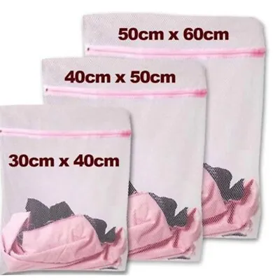 ZIPPED LAUNDRY Wash Net Bag 3 Sizes Mesh Bra Socks Lingerie Clothes Washing • £12.49