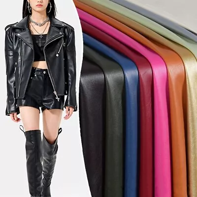 140CM Matte Glossy Faux Leather Fabric Soft Imitation Sheepskin Fabrics Sewing • $21.99