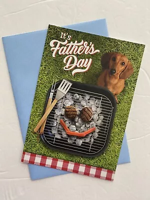 Dachshund Father’s Day Card Hallmark 4.75x6.75 Grill Red Doxie Dog New BBQ Theme • $6.99