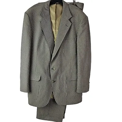 Vintage Norm Thompson Portland OR Mens SEERSUCKER Suit Blazer PREPPY Jacket 44L • $49.98