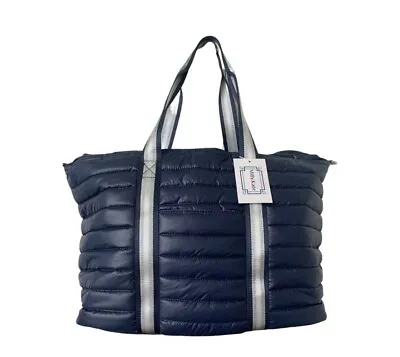 Milly Kate Puffer Tote NAVY - Gym Errands Travel Bag Shoulder Strap NEW! • $85.99