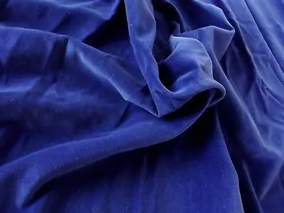 Luxury 100% Cotton Velvet Velour Fabric Material - ROYAL • £1.99