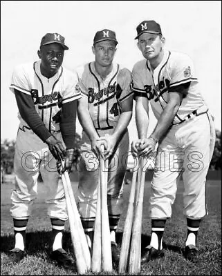 Hank Aaron Mathews Adcock Photo 8X10 Milwaukee Braves 1963  • $7.95