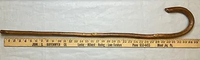 Vintage Wood Walking Stick Cane  34.5” Curved Handle • $15