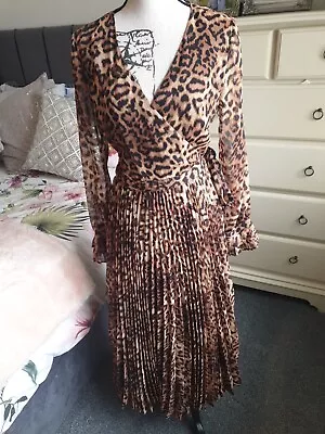 Ladies H&M TREND Cheetah Print Wrap DRESS Long Sleeve  TAG Size 12 RARE • $43.58