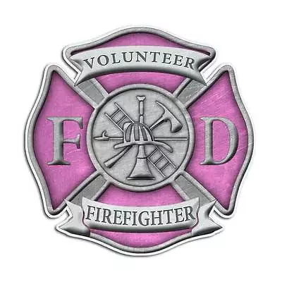 Pink Volunteer Firefighter Maltese Cross Sticker Girl Decal IAFF USA 2 Pack • $14.99