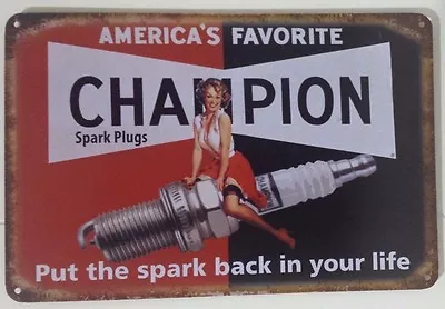 CHAMPION  Garage Retro Vintage Metal Tin Sign Rustic Look .. MAN CAVE AU SELLER • $10