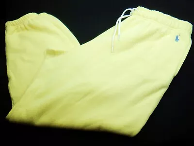 New Polo Ralph Lauren Womens Baggy Sweat Pants -xl Yellow Soft Fleece Blue Pony • $28.48