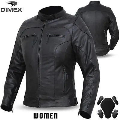 Dimex Ladies Leather Motorbike Protection Jacket Womens Motorcycle Wears CE • $99.55