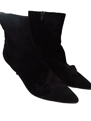 Salvatore Ferragamo Black Suede Heel Boots Size 8 • $75