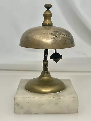 Antique Hotel Front Desk Brass Marble Bell  -92470 • $49.99