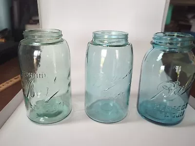 3 Original Vintage Genuine Ball & Boyd's Mason Quart Canning Jars Blue & Green • $28.88