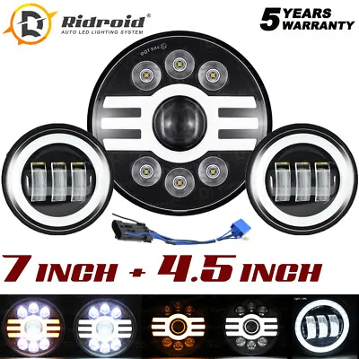 $64.99 • Buy Newest 7  LED Headlight + Passing Lights For Harley Davidson Touring Road King