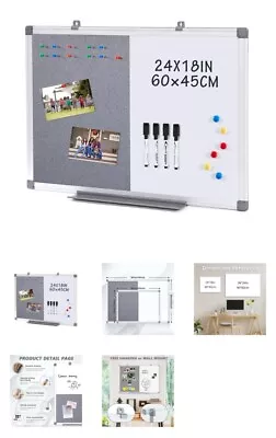 MAKELLO Notice Board Combination Felt & Magnetic Boards For Office Kitchen Bedr • £12.99