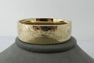 Carl Art Bangle Bracelet 12k Yellow Gold Filled .75  Hinged Wide 6.5  Small 33g • $159.99