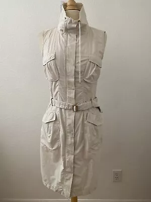 Weekend Max Mara Belted Cargo Dress Zipper With Snap Fastener Buttons Size 8 • $50
