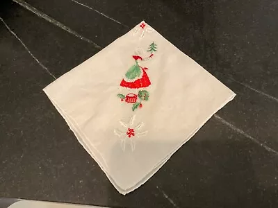 Vintage Ladies Christmas White Handkerchief Tree Gift Excellent Condition • $4.99