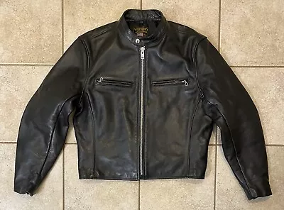 VANSON Leathers Single Motorcycle Riders Jacket Men Size 44 Black Cafe Racer USA • $300