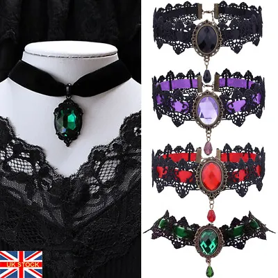 £3.99 • Buy Gothic Black Lace Necklace Collar Choker Halloween Vampire Retro Vintage Chain