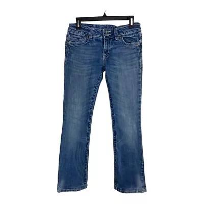 Miss Me Womens Jeans Adult Size 30 Medium Wash Boot Cut Crosses Flap Pockets • $35.25