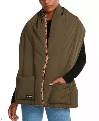 NEW Steve Madden Print Pocket Scarf Army Green Fleece Lined Animal • $10.36