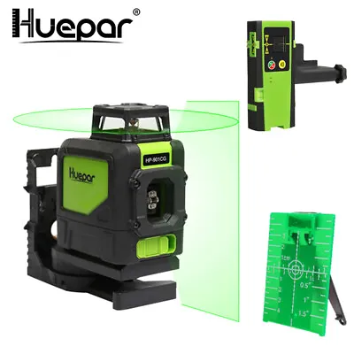 Huepar Rotary Laser Level Green Cross Line Laser Self Leveling Laser + Receiver • $124.99