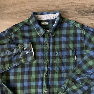 Eddie Bauer Mens XL Blue Green Plaid Long Sleeve Button Shirt... Small Spots • $15.19