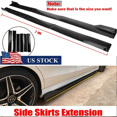 Pair 78.7  Glossy Black Car Side Skirt Extensions Body Rocker Panel Splitter Kit • $55.23