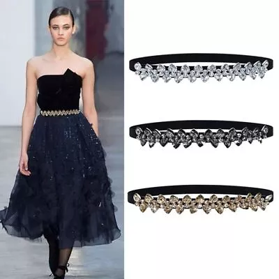 UK Elastic Cummerbunds Women Waist Belt Crystal Elastic Belt Waist Corset Belts • £5.99