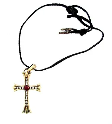 WOW Chrome Hearts Sterling Silver Leather Diamond & Ruby Cross Necklace  • $14561.62