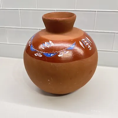 Mexican Clay Terracotta Pottery Drink Jar/ Water Jug / Vase Handpainted • $23.79