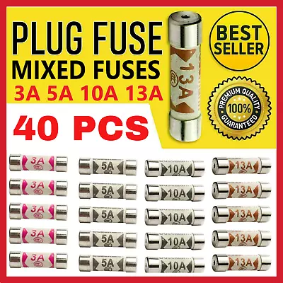 40x Mixed Fuses Ceramic Domestic Electric Fuses Plug Household Cartridge Fuse • £3.95