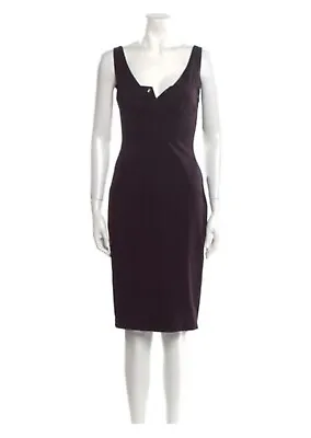 Gucci Authentic Vintage Black Purple Tank V Neck Knee Length Dress 38 2 Xs • $299.24