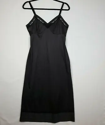 Vintage Lorraine Full Slip Nightgown Size 36 Large Black Lace Trim • $9.60