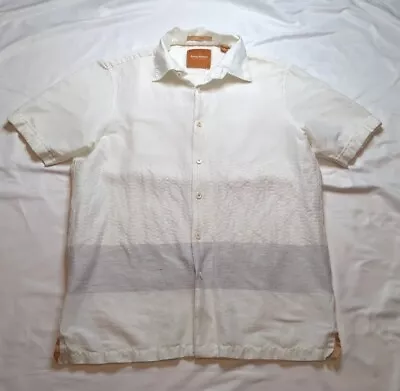 Tommy Bahama Shirt Mens Medium Ivory Linen Blend Short Sleeve Island Estate  • $22.45