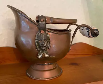 Vintage Copper Coal Scuttle Bucket With Porcelain Handle • £7