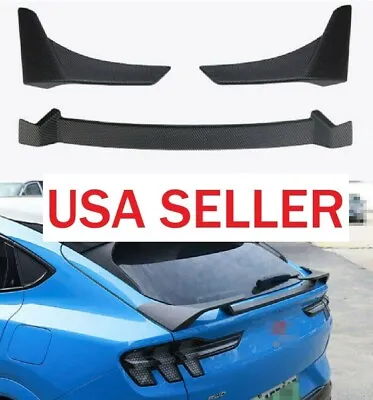 For 2021-2023 Ford Mustang Mach-E Carbon Fiber Look 3 Piece Rear Spoiler Wing • $69.99