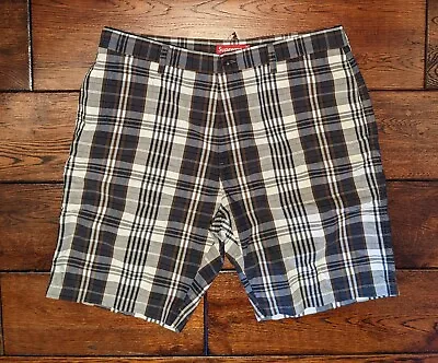 Supreme Streetwear Men's 10  Plaid Lightweight Chino Shorts Size 36 Blue Brown • $79.99