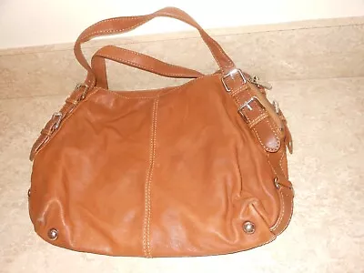 SALE-MICHAEL KORS Women's Saddle Tan Leather Satchel/Handbag MK SIGNATURE LINING • $12.99