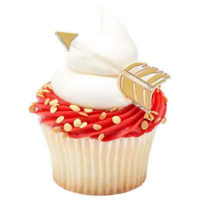 Gold Arrow Cupcake Cake Layon (12 Pieces) Valentines Day Love Themed Cake Decor • $12.99