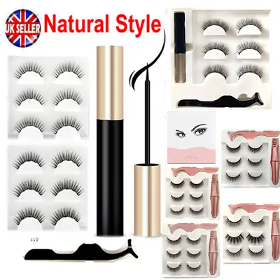 Waterproof Magnetic 3 Pairs Eyelashes  Eyeliner  Tweezer Long Eye Lashes Set • £5.89