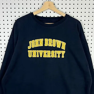 John Brown University JSU JanSport Vintage Crewneck Sweatshirt Navy Blue Size XL • $19.39