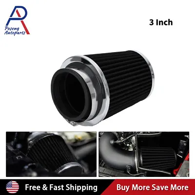 3  76mm High Flow Inlet Cleaner Dry Filter Cold Air Intake Cone Replacement BK • $13.89