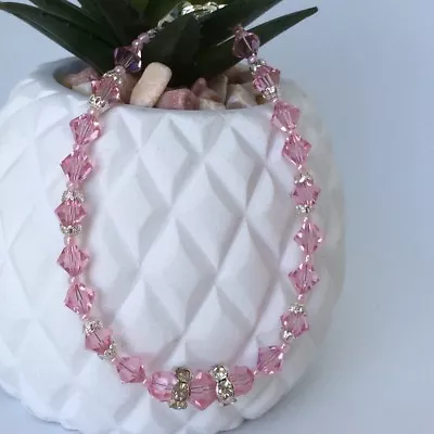 Ella Bracelet - Genuine Swarovski Crystals - Pink - Light Rose -Wedding - Bridal • $19