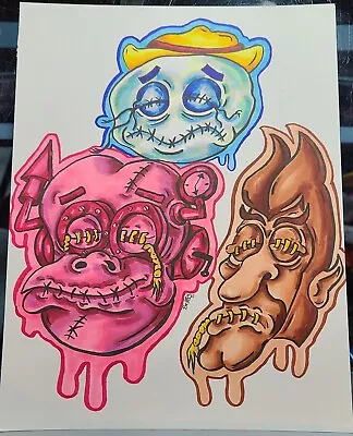 Monster Cereal Shrunken Heads Original Art Drawing Chocula Boo  Frankenberry • $63.66