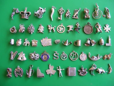 £8.99 • Buy Zc) Vintage Sterling Silver Charms Crown Pram Well 21 Car Lion Gun Stork Monkey