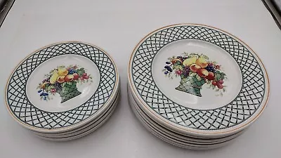 16pc Villeroy & Boch Basket 1748 Germany 8 Dinner Plates 8 Salad Lunch Plates • £165.57